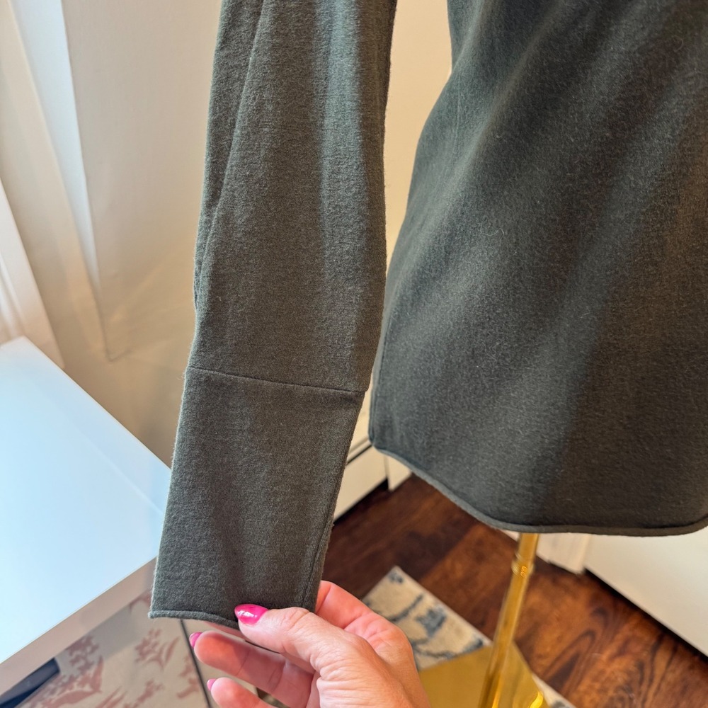 LABO.ART Olive Italian Wool Crew Neck Sweater | Size 2 (Small) - Picture 6 of 10
